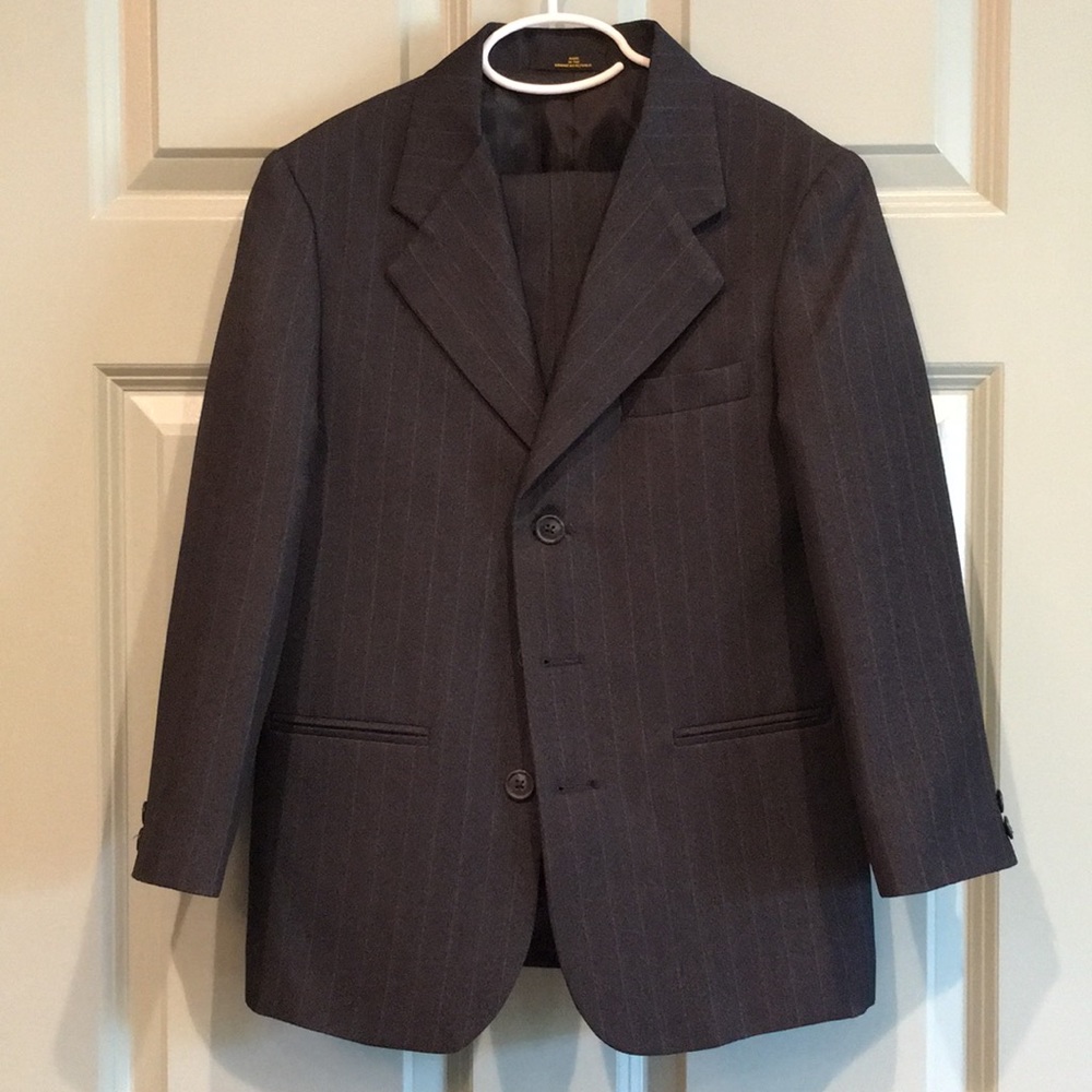 Boys Charcoal Pinstripe Suit